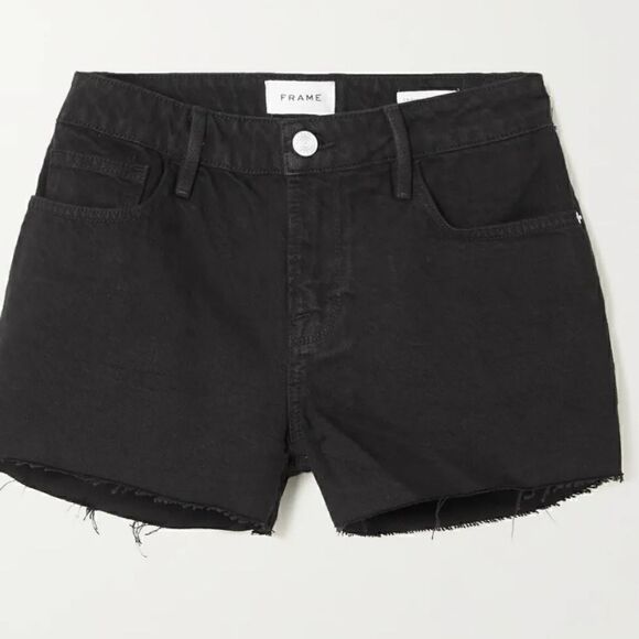 FRAME Le Grand Garcon frayed denim shorts - Picture 1 of 8